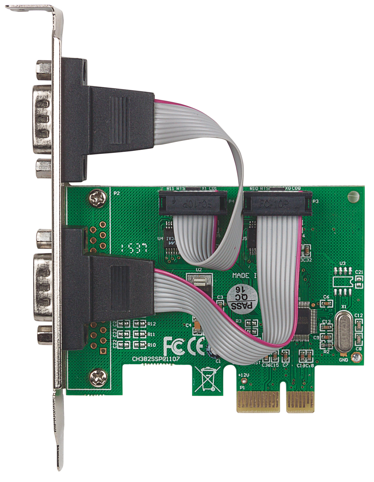 Serial PCI Express Card, Two DB9 Ports;