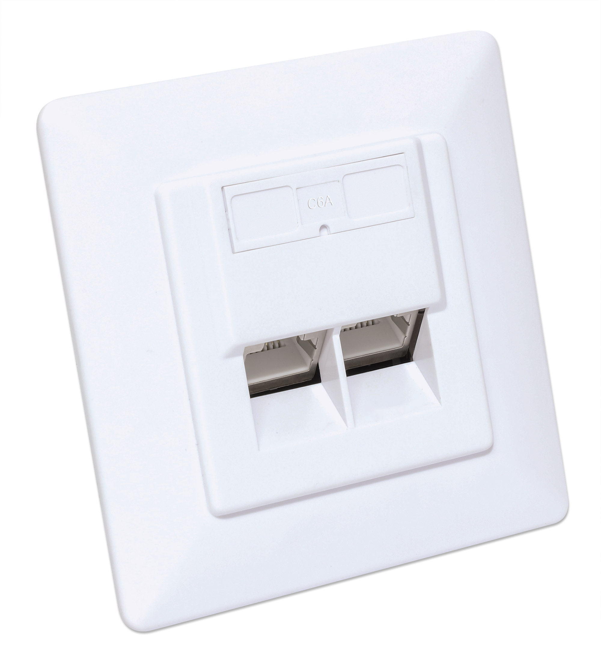 2-Port Cat6 10G Shielded RJ45 Wall Plate