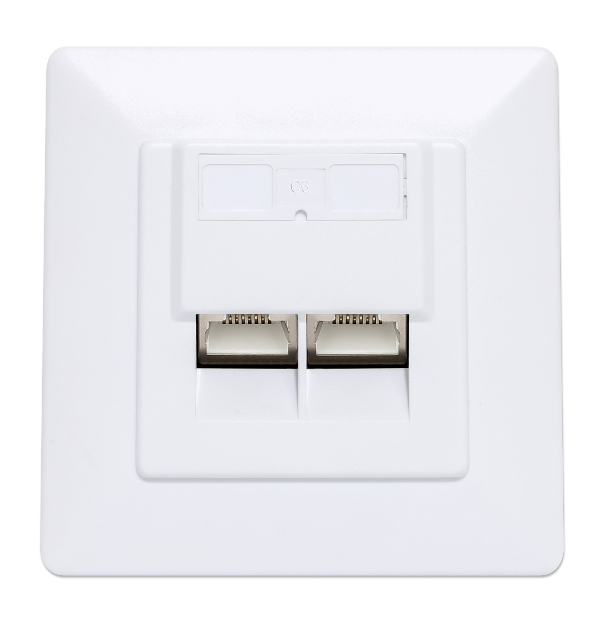 2-Port Cat6a 10G Shielded RJ45 Wall Plat