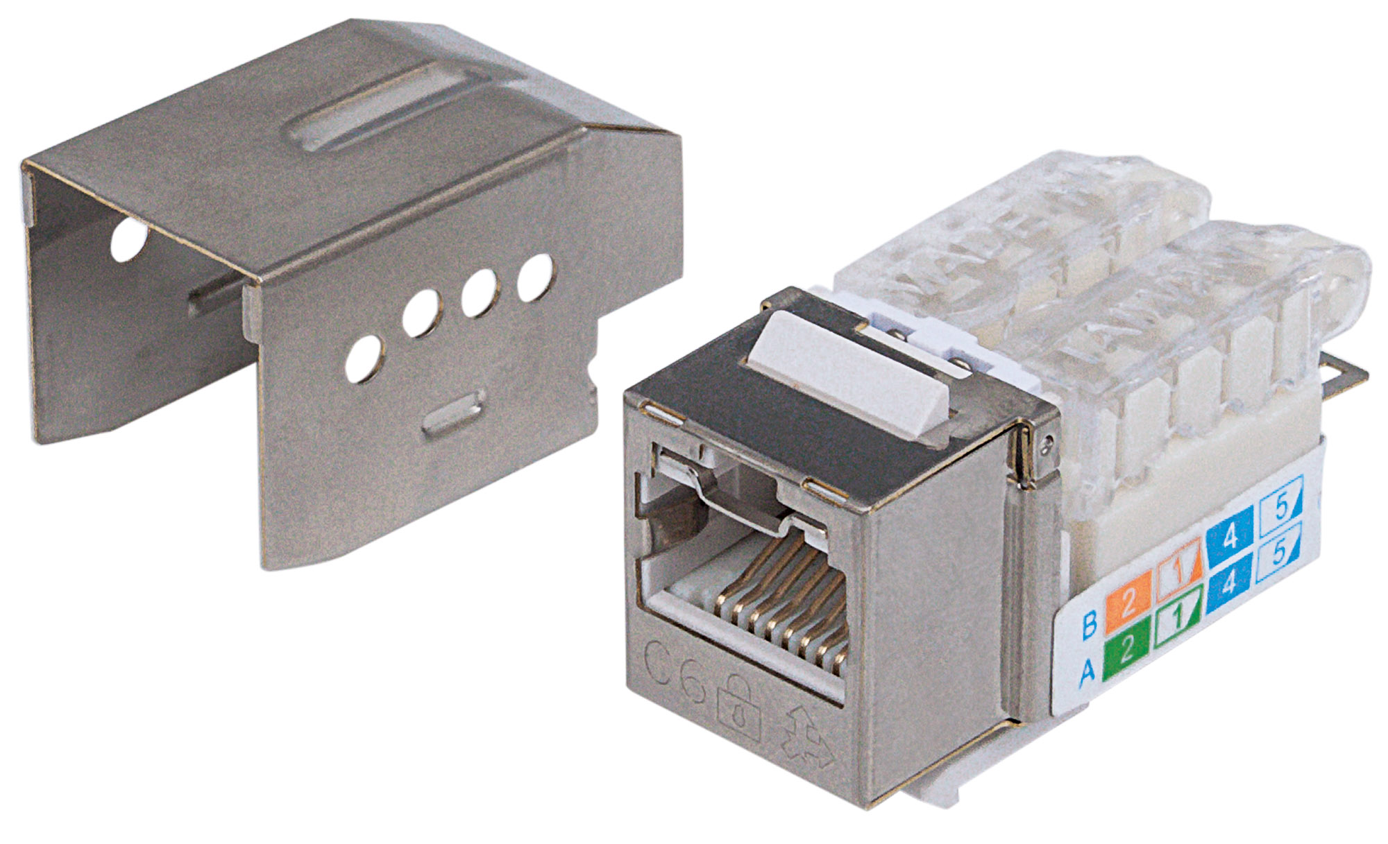 Locking Cat6 Keystone Jack, FTP, Toolles